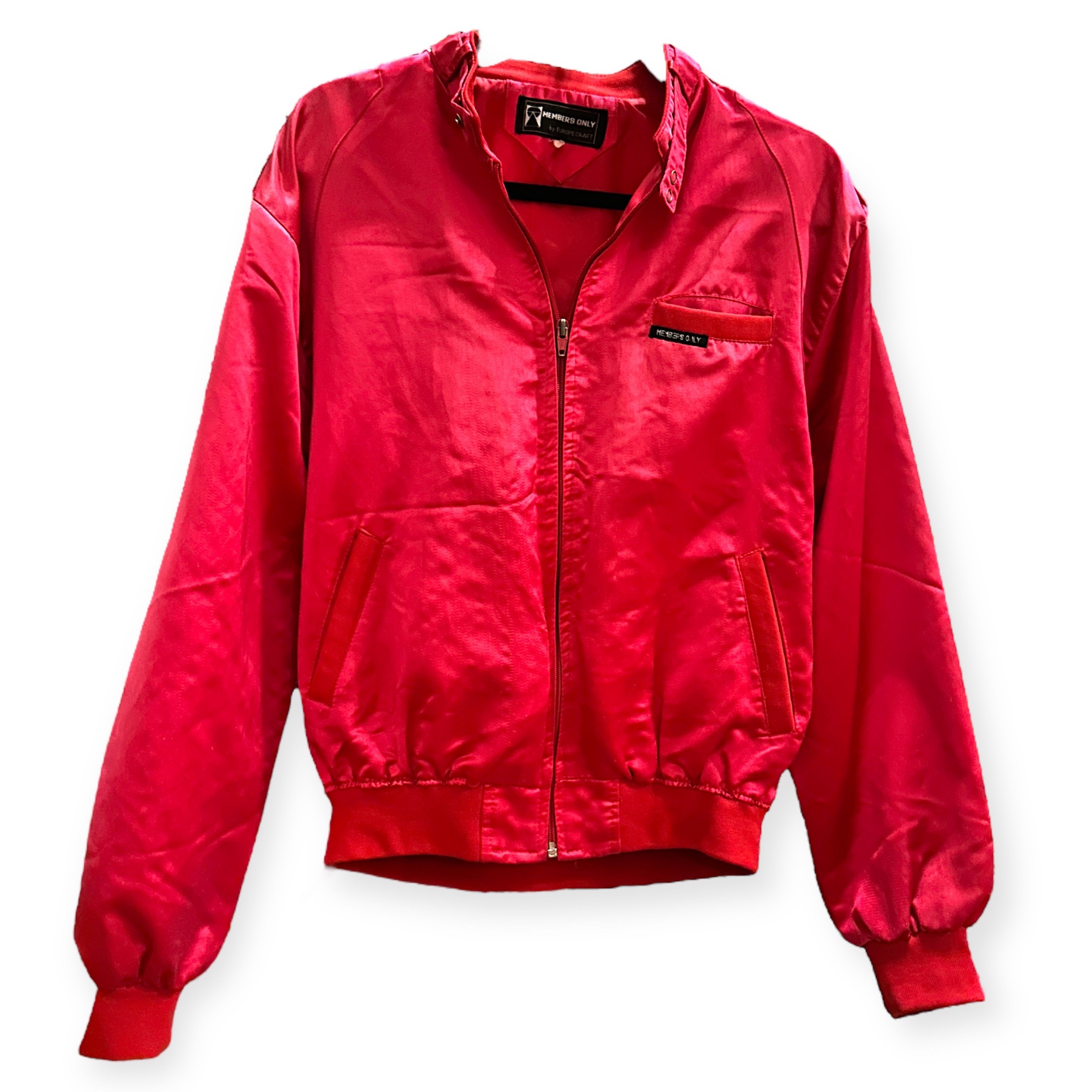 Vintage Members Only by Europe Craft Red Satin Bomber Jacket
